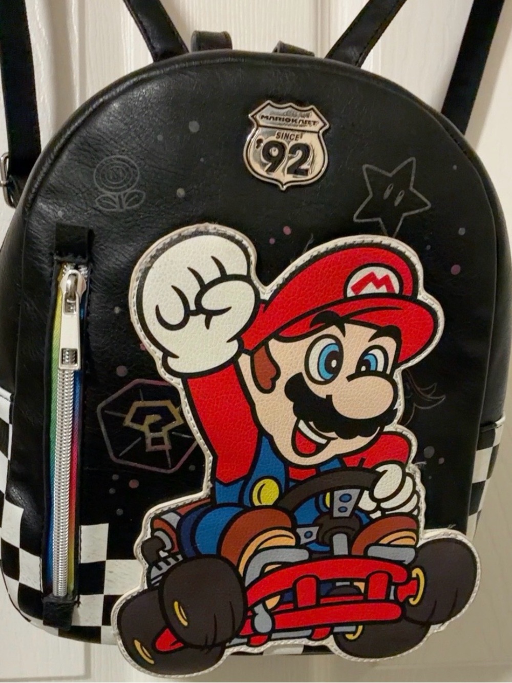 Black Super Mario Kart Patch Kids Backpack